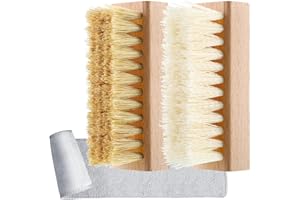 ZJoey 3 Pcs Sneaker Shoe Cleaner Brush Set Include Boar Cleaning Brush and Plastic Bristles Shoe Clean Brush with Microfiber Cloth