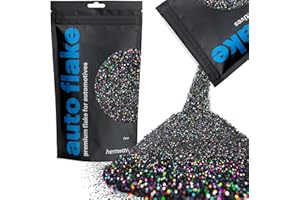 Hemway Premium Automotive Glitter Flake Paint Additive - Black Holographic | 100g Fine Metal Flakes for Car, Truck, RV, Motorbike & Boat Decoration | Mix with Auto Paint