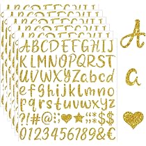 Pegatinas De Letras Doradas Con Purpurina - 5 Unidades, Para Manualidades, Scrapbooking, Tarjetas Y Tazas