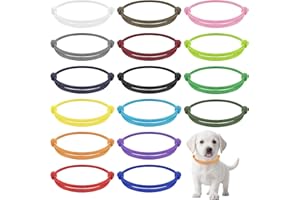 TUCNOEU 32pcs Kitten Collars for Litter,Stretchy 2.16inch-3.54inch Puppy Collars Whelping for Newborn Pet,Recognition Pet Collar-16 Colors
