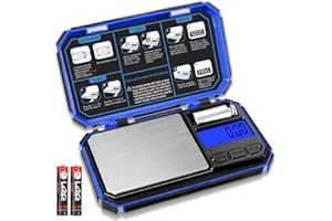 Balance de Précision 200g/0,01g, Balance de Poche, Balances de Bijoux, Petite Balance Grammes, Balance Herbes, Portable Balances Poudre, Balances de Cuisine Numérique pour Voyage (pile incluse)- Bleu