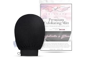 Seraphic Skincare Premium Exfoliating Mitt for Body, Deep – Viscose Fiber Korean Exfoliating Glove for Normal to Dry Skin – Body Exfoliator for Self-Tan Removal and Application