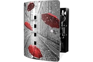 banjado® Design Schlüsselkasten aus Edelstahl mit Motiv Rote Schirme für 10 Schlüssel - Schlüsselschrank zur Schlüssel Aufbewahrung 24 x 21,5 x 7cm groß mit praktischem Magnetverschluss