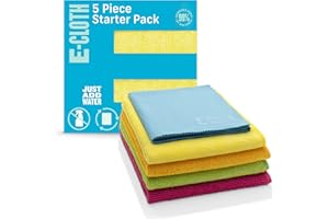 E-Cloth Starter Cleaning Pack, Microfibre, Assorted Colours, 5 Cloth Set, 1 Pack
