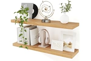 FEIHORRM Floating Shelves for Wall, 90CM Long Floating Shelves Set of 2, Rustic Wood Wall Shelves 36 Inch Large Wall Shelves with Invisible Brackets for Book, Living Room, Bedroom, Office, 36"W x 9"D x 1.5"H