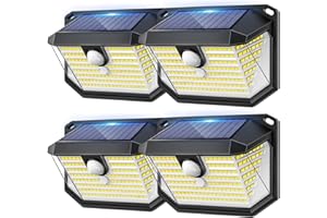 SEKLIN Lampes solaires d'extérieur 178 LED Capteur de mouvement extérieur avec 3 modes, grand angle 270° et IP65 étanche extérieur à énergie solaire pour mur, clôture, garage, porte d'entrée (lot de 4)