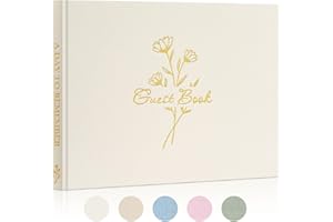 Lanpn Wedding Guest Book with 108 Blank Pages - Elegant Linen Hardcover Guestbook Wedding Reception for Sign in and Photos - Polaroid Guest Book for Wedding Bridal Shower Baby Shower Party (Cream)