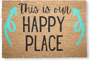 KOKO DOORMATS Zerbino ingresso esterno casa | Tappeto ingresso esterno casa divertenti Happy Place in Fibra di Cocco e base antiscivolo da PVC, Zerbini per Ingresso Esterno con Misure 40x60cm