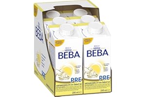 ‎BEBA BEBA PRE Anfangsmilch trinkfertig, von Geburt an, Babynahrung, nur Laktose, ohne Palmöl, 6er Pack (6 x 200ml)