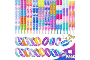 Amyang 40Pcs Party Bag Fillers Age 3+ for Kids - Pop Bracelet Fidget Toys,Bubble Bracelets Sensory Party Favours Set for Kids Boys Girls Toddlers Christmas Party Favors Stocking Stuffers Gifts
