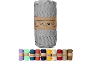 Likeecords Poliestere Corda 4mm x 130m,Cordino Per Borse Uncinetto,Polipropilene Macrame Corda intrecciata,Macramè Filo per Appendiabiti per Fiori, Home Decor （Grigio）