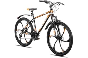 HH HILAND Hiland Mountain bike per adulti da 26 pollici, freni a disco anteriori e posteriori, 3/6 raggi, 18 velocità, unisex, forcella ammortizzata, telaio in alluminio leggero