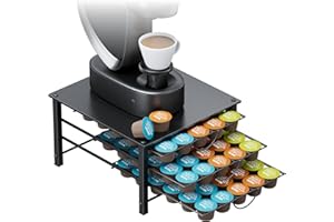 HFHOME Dispensador para Cápsulas Dolce Gusto, Cajón para 90 Cápsulas, 3 Niveles, Portacápsulas con Patas Antideslizantes y Deslizamiento Silencioso