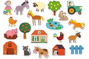 Vilac Farm Themed Wooden Magnets, Learning Made Fun with Colorful Magnets, 20 Piece Set, 2 Years+
