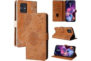 Rostsant Handyhülle für Motorola Moto G54 5G Löwenzahn PU Leder Motorola Moto G54 5G Flip Case Brieftasche Tasche Hülle Magnetisch Handyhülle für Motorola Moto G54 5G Braun