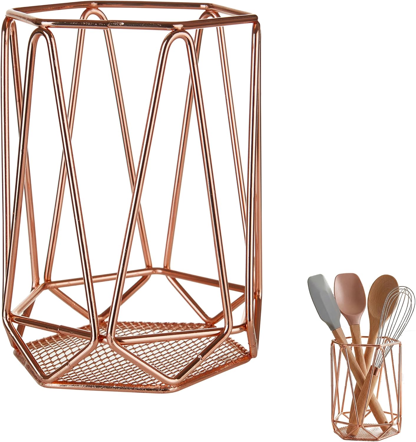 Premier Housewares Vertex – Frutero Chapado en Cobre, Metal, Cobre, 12 x 12 x 16 cm