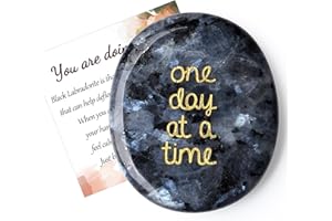 QINJIEJIE Worry Stone Black Labradorite Thumb Stones Healing Crystals Anxiety Relief for Adults Small Crystals Meaningful Spiritual Gifts for Women Kids Colleagues