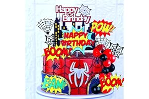 JeVenis Decoracion de Tarta de Cumpleaños de Superheroe Decoracion de Tarta de Cupcake Decoracion de Tarta de Cumpleaños de Araña