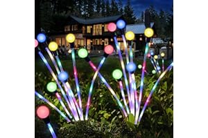 JOLTIX 4 Pezzi Luci Solari Esterno, Luci Solari Giardino Esterno, 8 LED Lampade Solari Lucciole Impermeabile, Luci Giardino Energia Solare per Sentieri Cortili Vialetto (Lampadina Colore)