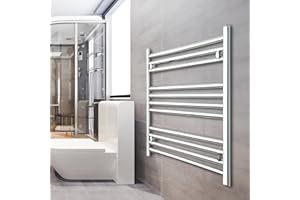 800mm Wide Chrome Heated Towel Rail Radiator Straight Flat Bathroom Warmer Rack Central Heating Turkish Zone (800mm Wide x 600mm Height)