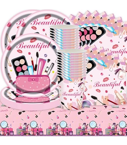 Fournitures De Fête D'anniversaire De Maquillage, 165 Pièces Pour Décorations De Fête Spa Et