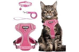 NeuWook Cat Harness and Lead Set, Escape Proof Cat Kitten Walking Vest with Leash, Adjustable Reflective No Pull Soft Mesh Padded Vest Harnesses for Small Dogs Cats (Pink, S)