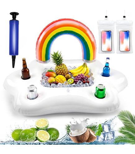 Porte-gobelet Gonflable Flottant 2 En 1 – 8 Trous Pour Boissons Et Snacks, Bar De Piscine, été, Plage Et Fête