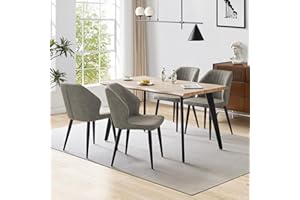 ‎TUKAILAI TUKAILAI Esszimmerstühle 4er Set aus Kunstleder, Küchenstuhl Polsterstuhl mit Rückenlehne Metallbeinen, Moderne Freizeitstühle für Küche Esszimmer Schlafzimmer Wohnzimmer Lounge, Hellgrau