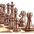 AMEROUS High Polymer Weighted Chess Pieces with 4.25'' King - 2 Extra Queens - Gift Package, Standard Tournament Chessmen for Chess Board or Replacement of Missing Pieces (Chess Pieces Only)