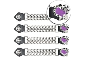 Dream Apparel 4PCS Motorcycle Vest Extenders for Women, Biker Vest Extenders with Faux Leather Ends and Double Chrome Chains