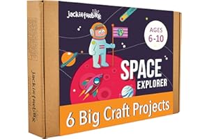 JACKINTHEBOX Space Science Craft Kit Gift 6-in-1 | Arts Crafts Space Toy for Kids Ages 6-8 | Valentines Gifts for Girls and Boys Aged 6,7,8,9,10 Year Olds | Solar System Toys for Kids | Easter Gifts for Kids