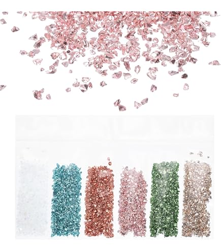 QUARKZMAN Éclats De Verre Métallisé 1-3 Mm - 30g, 6 Couleurs Dorées - Pour Nail Art, Résine, DIY, Décoration Vase, Artisanat
