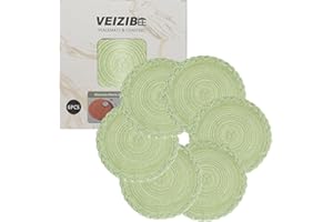 VEIZIBEE Tappetini da Tavolo，Resistente al calore intrecciato Pizzo Tovagliette da Pranzo Tappetini da Pranzo Lavabili Antiscivolo Rotondi Cucina Tavolo da Pranzo Stile Europeo (Verde, 18cm)