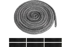 Bubuny kamintätning ugnstätningssnöre Φ 8 mm 3 m, eldfast glasfibersnöre värmebeständig upp till 600°C, kamin tätband dörrtät