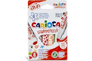 Carioca Rotuladores Stamparello | Doble punta cónica y de sellitos | Tinta lavable y no Tóxica | 6 pcs