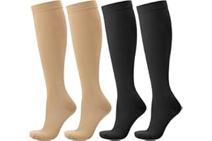 Zuimei 2 Pairs Compression Socks for Women&Men Circulation 20-30 mmhg Flight Socks Knee High Compression Stockings for Athletic Nurse Running Travel
