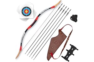 Bogenkönig Set Arco e Freccia per Bambini Legno con Faretra - Forza di Trazione di 30lb (13kg) - Arco Sportivo per una Mira Precisa - Durevole e Sicuro per uso Interno - Ideale per i Giovani Arcieri