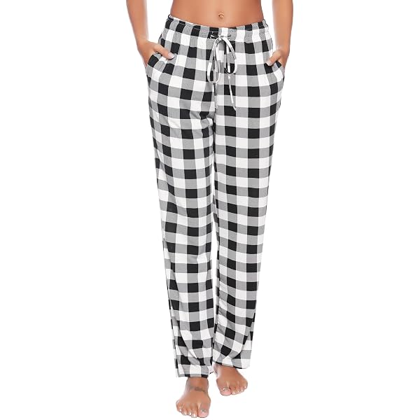 Pyjama Femme Hiver Chaud Pantalon Pyjama Femme Hiver à Carreaux - Polyster Doux Et Chaud - Conférence Élastique - Pour Maison Ou Voyage Pantalon Décontracté Chaud