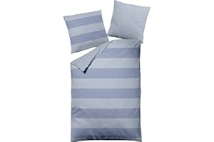 jilda-tex Bettwäsche 100% Baumwolle Wendebettwäsche Uni-bettwäsche Verschiedene Größen und Farben (Melange Classy Stripes Blue, 135 x 200 cm)