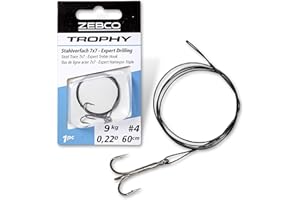 Zebco Quality Trophy Steel Leader 7 x 7 Expert Drilling Safe Leader Material Fishing Accessories with Fishing Hooks Pike Fishing Various 15 kg