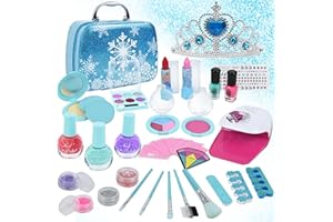 PATEMZON Kinderschminke Set Mädchen, Schminkset Mädchen, Eiskönigin Spielzeug, Waschbar Kosmetiktasche, Nagelstudio Rollenspiel Kosmetik, Geburtstag Geschenkidee für Kinder 3 4 5 6 7 8+ Jahre
