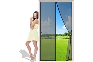 AMZBSGD Moustiquaire Porte Fenetre Magnetique 140x205 cm Rideau Anti Mouche Porte Anti Insecte Mouche Animaux AcceptéS pour Couloirs Portes - Noir H