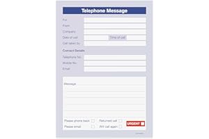 THE WORCESTERSHIRE STATIONERY COMPANY A5 Telephone Message pad (Design 4), Pack of 10