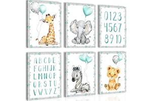 NOVART Cuadros Animales - Cuelgue su cuadro al instante - Elegante, no necesita marco - Cuarto De Bebé - África Blue - N016665b