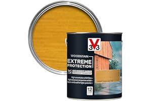 V33 Extreme Protection Woodstain - 12-Year Guarantee - Extreme Weather Protection - Anti-Humidity Barrier - Only 2 Coats - Light Oak 2.5 litres