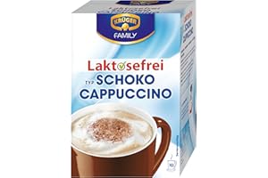 ‎KRÜGER KRÜGER FAMILY Cappuccino Laktosefrei Schoko, aromatisieres Getränkepulver mit löslichem Kaffee, koffeinhaltig, ohne Laktose, 150 g