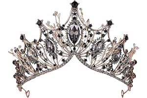 Moonight Wedding Crown for Bride Rhinestone Princess Tiara for Women Prom Queen Crown Pageant-Bridal Wedding Crown Handmade Hair Accessories Rose Gold Crown (Golden Crown Earring Necklace 3pcs)