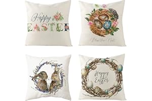 zxcvbnn Easter Decorations Easter Pillow Case Covers Pack of 4 Spring Pillow Cover Protector Easter Rabbits Pillow Cases Queen Silk Pillowcase for Hair and Skin Room Decor The Real Deal