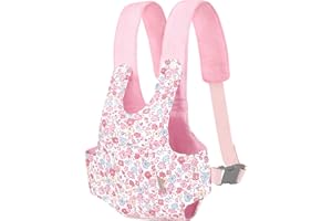 GAGAKU Muñeca Transporte Doll Carrier Delantera y Trasera de Bebé de Algodón para Niños Botón abrochar para muñecas de 12 a 24 Pulgadas - Flor Rosa