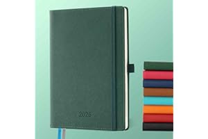 IN-LUXPRO Agenda 2026: Agenda Semainier A5 Moyen 21,9x16,4 cm, Planificateur Hebdomadaire D'Jan 2026 à Déc 2026(12 Mois) Scolaire, Papier 100GSM, Couverture PU cuir Vert